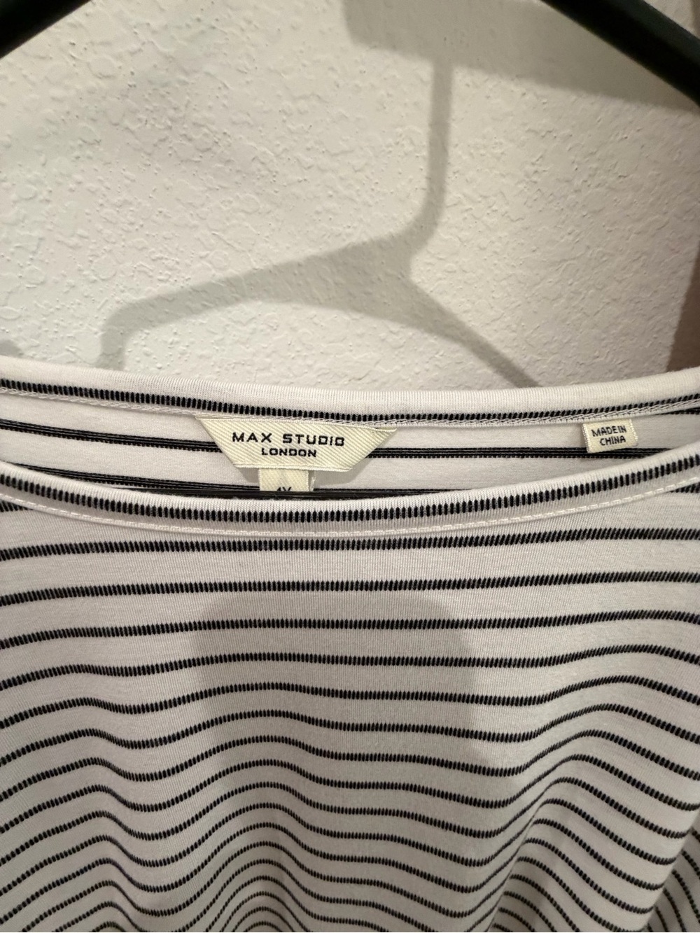 Max Studio Striped Boatneck Top in White and Black